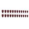 24Pcs/Set Simple Wine Red Fake Nails Mid-length Almond Press on Nails Art Wearable Round Head Oval Full Cover False Nail Tips. 