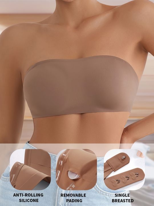 1Pc/3Pcs/Pack%20New%20Design%20Removable%20Padded%20Soft%20Ice%20Silk%20Traceless%20Women%20Wire%20Free%20Seamless%20Bra%20For%20Women%20Strapless%20Bra%20-%20Image%203