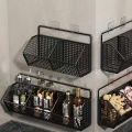 Wall Mounted Kitchen Storage Basket Suitable for Durable Metal Wire Storage of Spices, Garlic, Onions, and Vegetables.