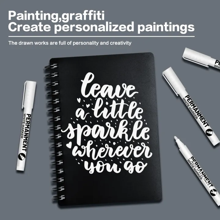 White%20Paint%20Pen%20for%20Rock%20Painting,Stone,Ceramic,Glass,Wood,Tire,Fabric,Metal,Canvas.%20Set%20of%203/6%20Acrylic%20Paint%20White%20Marker%20-%20Image%203