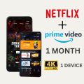 Netflix + Prime Video 1 Month Combo 4K UHD. 
