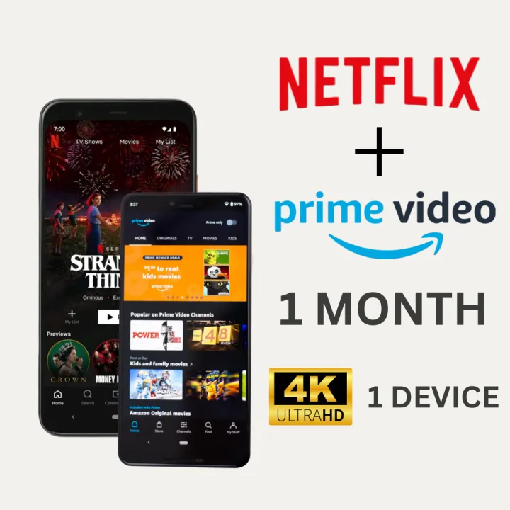 Netflix + Prime Video 1 Month Combo 4K UHD