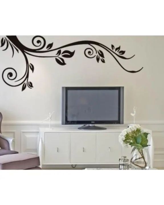 Corner Flower Wall Sticker Black Floral DIY Wall Decor For Living Room