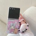 Stand Holder Cute Cartoon Sanrio Kuromi My Melody Phone Case For Samsung Galaxy Z Flip 7 6 5 4 3 Cases TPU Cover With Lanyard. 