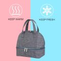 Hot spring lunch bag, small lunch bag, impervious food lunch bag, Nevera small handbag, school, picnic (double ash). 