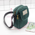 Simple men's crossbody bag in solid color multi-layer zipper nylon single shoulder mobile phone bag daily wallet replacement.