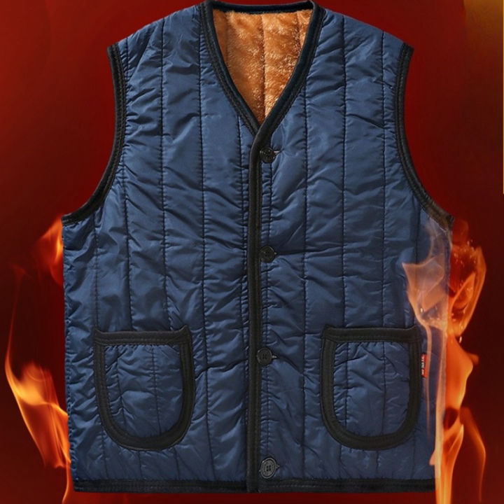 Winter Plus Fleece Thicken Warm Vest Jackets Men Gift for Father Husband Casual Loose Comfortable Sleeveless Jacket Men Clothing