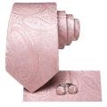 Hi-Tie Dusty Pink Paisley Men Fashion Necktie Handkerchief Cufflinks for Tuxedo Accessory Classic Luxury Tie for Man .