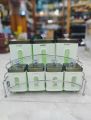 7 Pcs Livon Rectangular Airtight Spice Jar, Container & Rack with Metal Base - Green White - Pink. 