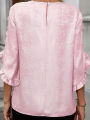 Ladies' large woven solid color casual elegant shirt.