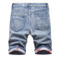 Personalized Ripped Denim Shorts for Men, Retro and Nostalgic Hip-hop High Street Stretch Straight Fashion Short Jeans Male.
