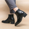 Black Western Boots for Men Cowboy Brown Chelsea Boots Zipper Ankle Business Boots Size 38-46 Free Shipping. 