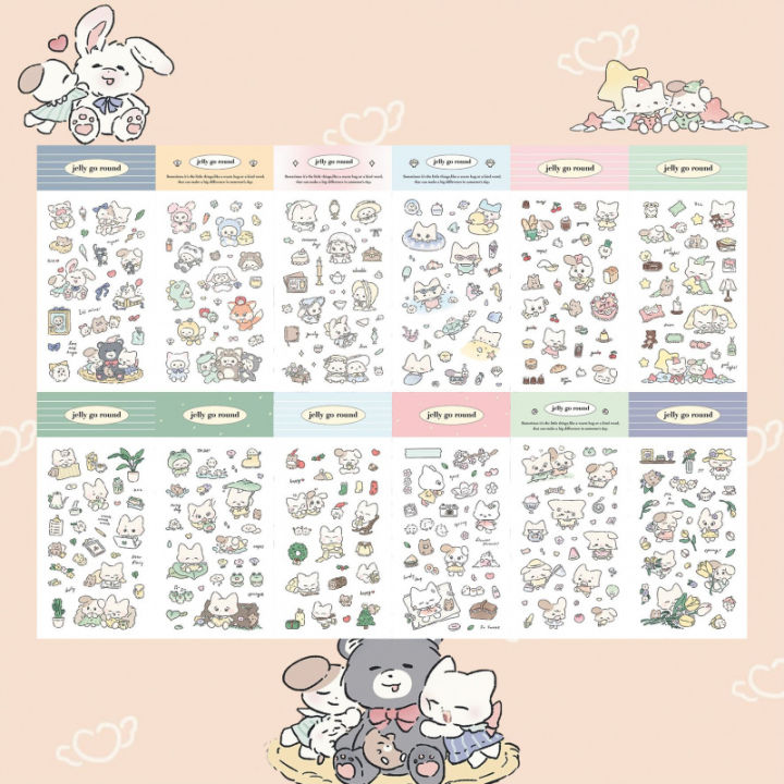 Korean Rabbit Sticker Korea Waterproof Cute Cartoon Fox Rabbit Sticker Ipad Handbook Planner ...