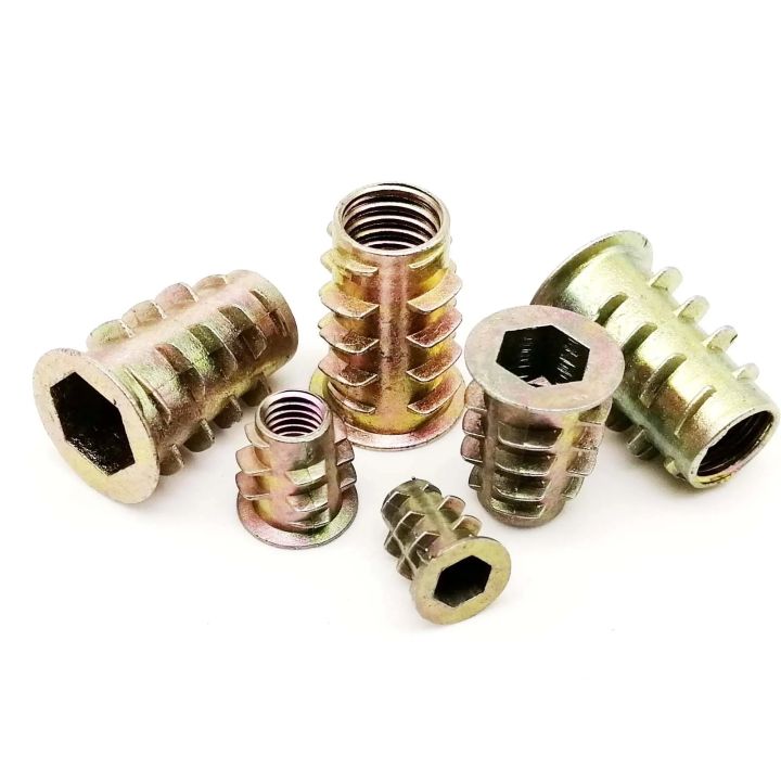 10/20pcs%20Metal%20Embedded%20Insert%20Nut%20E-Nut%20M4%20M5%20M6%20M8%20Hexagon%20Hex%20Socket%20Allen%20Head%20for%20Wood%20Furniture%20Inside%20and%20Outside%20Thread%20-%20Image%202