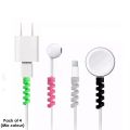 4-in-1 Spiral Silicone Cable Protector Bobbin Winder for Android iPhone Handsfree Earphones Headphones Fast Charging Durable Charger Cord Protector Flexible Cable Management Tangle-Free Design Easy Installation for Home Office and Travel. 