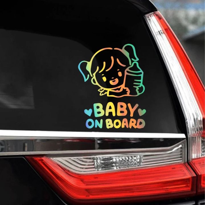 Car Sticker Handheld Bottle Baby Girl Pattern Baby On Board Decal ...