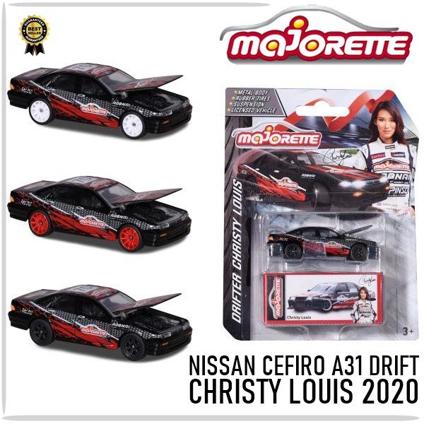 Majorette Model Nissan Cefiro A31 Drifter Christy Louis, 100% Genuine Copyright, Not a Pretty Package, Rubber Wheels, Metal Car Model, Can Open the Car Hood Mj84012St #