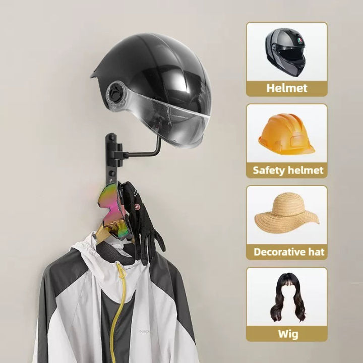 Wall%20Mount%20Helmet%20Holder%20Motorcycle%20Helmet%20Rack%20180%C2%B0%20Rotation%20Helmet%20Hanger%20With%20Hooks%20For%20Coats%20Caps%20Bike%20Baseball%20Rugby%20Helme%20-%20Image%205