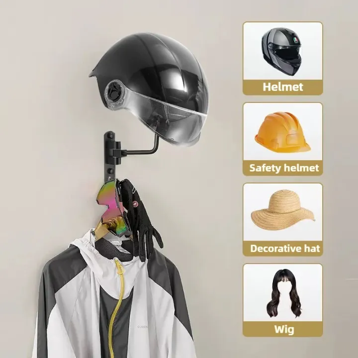 Wall%20Mount%20Helmet%20Holder%20Motorcycle%20Helmet%20Rack%20180%C2%B0%20Rotation%20Helmet%20Hanger%20With%20Hooks%20For%20Coats%20Caps%20Bike%20Baseball%20Rugby%20Helme%20-%20Image%205