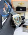 Oupinke Skeleton Men Automatic Watch Rubber Strap Luminous Dial. 