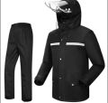 Waterproff PVC,L xl,xxl black raincoat sealing hoddie RAINCOAT with pant and double brested full sleeve raincaot for man..