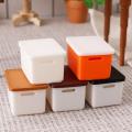 4Pcs Mini Storage Case With Cover 1/12 Dollhouse Miniature Food Storage Box Model Doll House Accessories Toy.