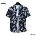 Men's Summer Short Sleeve Printed Shirt Thin Beach Shirt Men's Clothing Turtle Neck Polo  Shirt for Men Casual Top. 