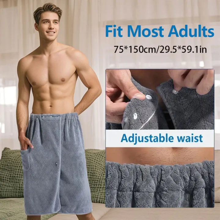 Plus%20Size%20Men's%20Bath%20Skirt%20Towel%20M-XXXL,%20Suitable%20for%20Home%20Travel%20Steaming%20Spa%20Beach%20-%20Image%202