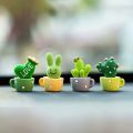 1 Set of 4, Resin Succulent Cactus Mini Green Plant Car Office Home Living Room Crafts Home Decoration Accessories Fairy Garden. 