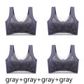 FallSweet 4PCS Plus Size Ice Silk Bra for Women Seamless Push Up Bralette Wireless Lace Brassiere Summer Underwear Lingerie Tops. 