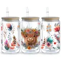 5 Sheets Cow UV DTF Mug Stickers, Glass DTF Transfer Stickers, Waterproof Wipe Transfer Paper for 16oz Glass, Mug, Crafts, Furni. 
