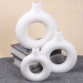Donut Plastic Vase White Black Pink Cute Round Vase Flowerpot Ornaments for Living Room Dining Table Office Home Decor.