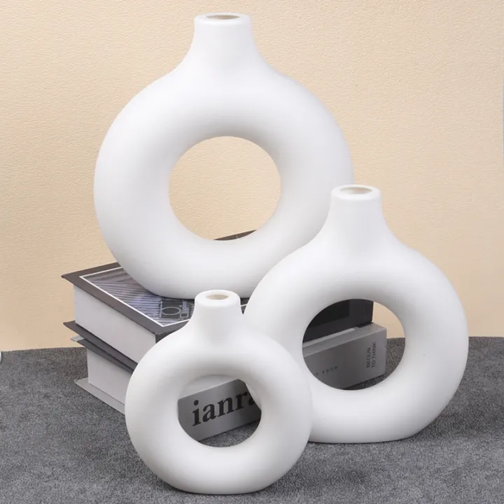 Donut%20Plastic%20Vase%20White%20Black%20Pink%20Cute%20Round%20Vase%20Flowerpot%20Ornaments%20for%20Living%20Room%20Dining%20Table%20Office%20Home%20Decor%20-%20Image%202