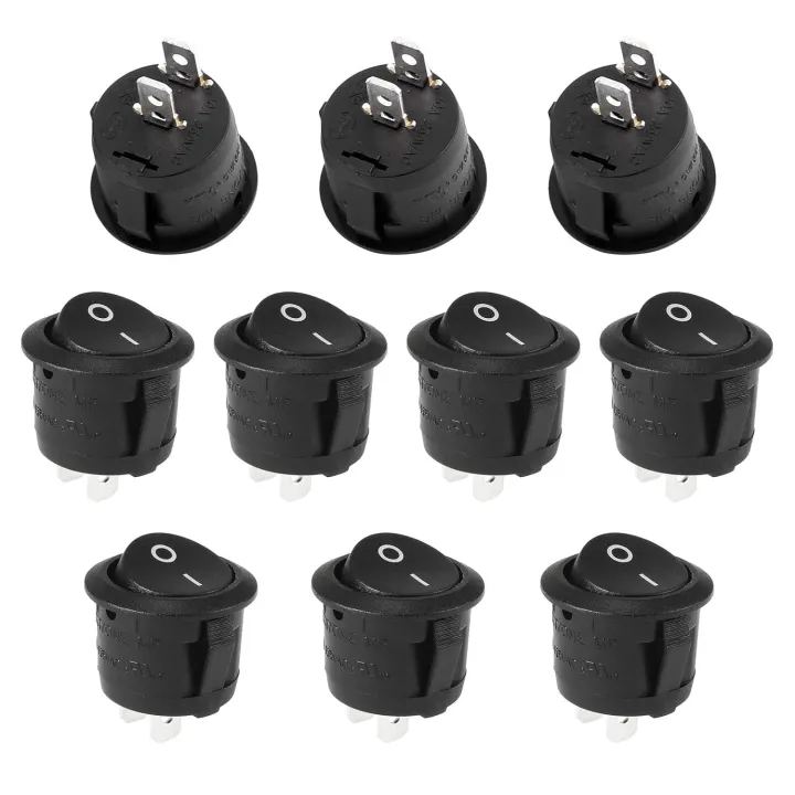 10Pcs Snap-in Round Rocker Switch SPST Mini Toggle Switch 2 Pin 2 ...