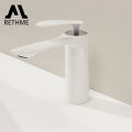 Rethme Bathroom Faucets White Maple Leaf Brass Basin Mixing Faucet Cold Hot Water Waterfall Tap Deck Mounted Sink Mixer Taps. 