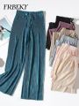 Elegant  Women's Pants Leisure Solid Color Pleated Wide Leg Pants Fall New Drape Loose Nine Pants Streetwear Women Clothing. 