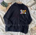 2 Color Cerial Sticker Zip Hoodie. 
