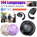 AI Real-time Language Translation Earphones Wireless BT 144 Languages Ear Hanging Headphone Translator for Travel Business. 