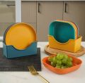 Reusable Round Shaped Plates Eco Friendly 10 pcs Multifunctional Plates Creative Spit Bone Dish Unbreakable Dinner Plates With Stand By Halki jaib. 