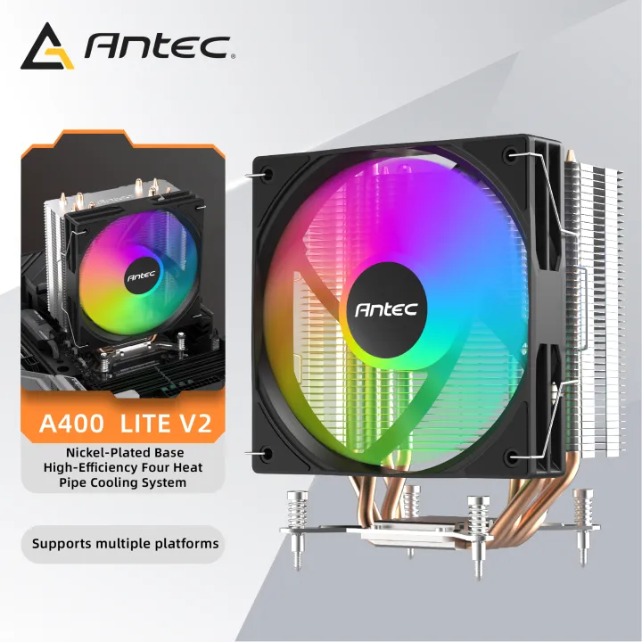 Antec CPU Air Cooler 4 Heat Pipe PC Radiator Compact Aluminum Heatsink ...