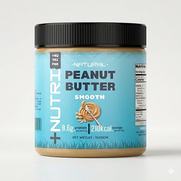 NUTRIPAK Natural Peanut Butter Smooth | High Protein | No Sugar | 1kg Jar