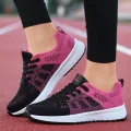 Women Casual Shoes Breathable Walking Mesh Lace Up Flat Shoes Sneakers Women Tenis Feminino Pink Black White. 