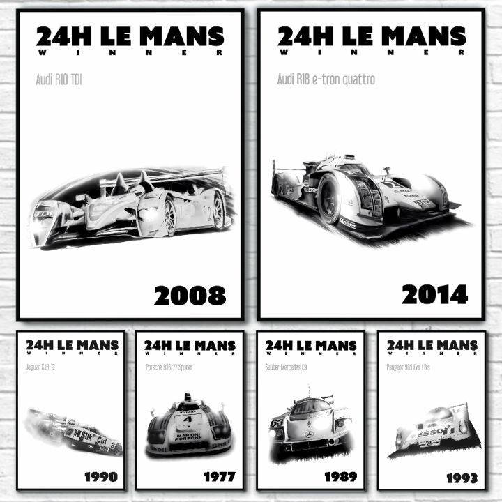 1PC 24 H Le Mans Winner Poster Self-adhesive Art Waterproof Paper Sticker Coffee House Bar Room Wall Decor