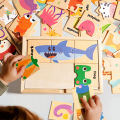 Animal Pattern Matching Memory Game for Kids - Wooden Montessori Educational Toy for Halloween &  . 