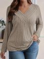 Plus Size Elegant Casual Woman T-Shirt Fashion Loose T-Shirt Woman Temperament Long sleeve T-Shirt Holiday Weekend. 