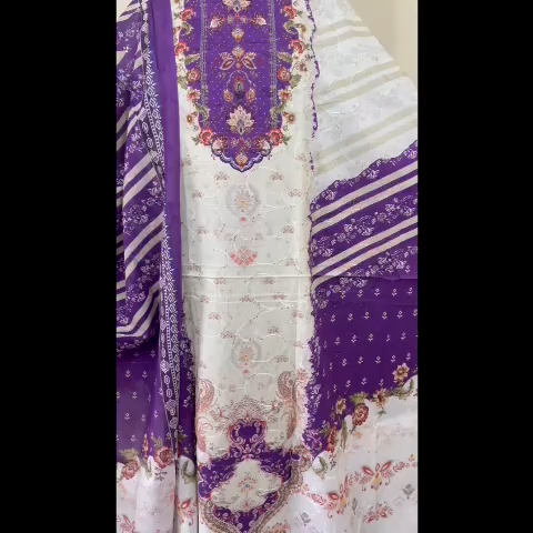 Jom jom  Great Cotton Three Piece unstitched  Very new Design 100% Color Guarantee Digital Print