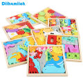 Cartoon Animal 3D Puzzles Fruit and Vegetable Vehicle Learning Montessori Jigsaw Game Kids Wooden Educational Toys for Children. 