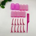21 Piece Set Of Non Heat Curling Hair Tubes 10 Pieces+10 Hair Clips+1 Comb. 