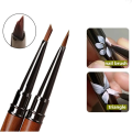 Round Wood Handle Triangular Petal Nail Brush Acrylic Nail Art Liner Brush Stripes Grid Flower Painting Drawing PenManicure Tool.
