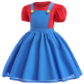 Super Bros Stage performance movie cosplay girls puff Sleeve Top+Dress Girl Halloween Birthday Party Cosplay. 
